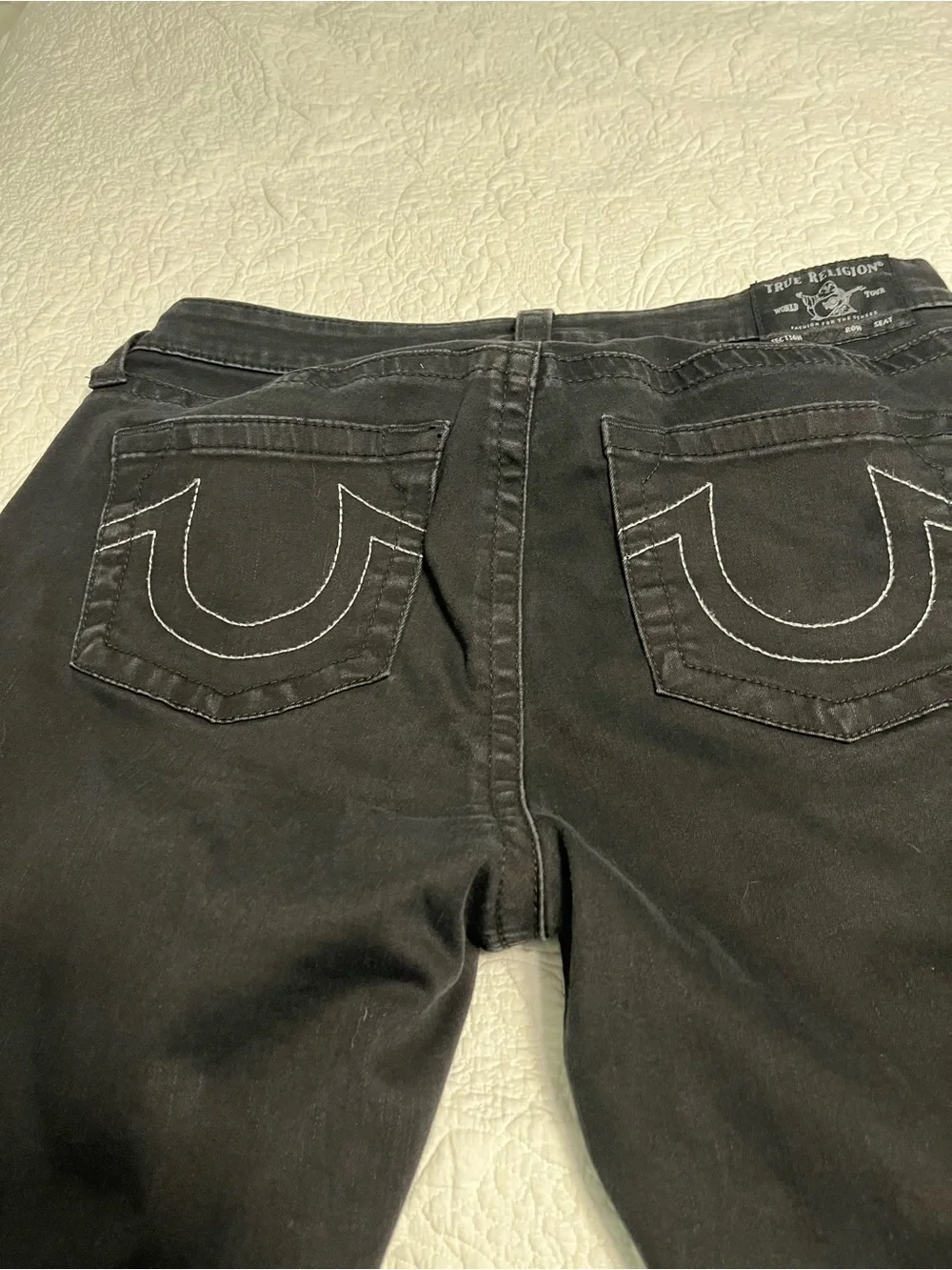 True Religion Men's Black Denim Jeans with Signature Label